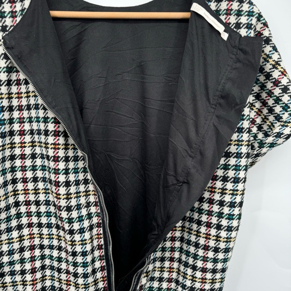 Zara Houndstooth Fringe Oversized Shift Dress Wool Velvet Women’s XS Retro Glam - Picture 7 of 13